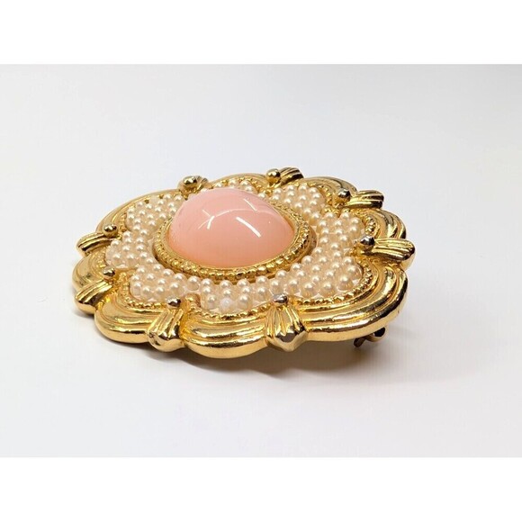 3 Vintage Brooch Avon Victorian Spring Faux Pearl Hand Painted Pin Romantic - Picture 4 of 14